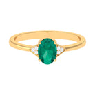 3/4 CT Oval Emerald Engagement Ring with Diamond Trio Emerald - ( AAA ) - Quality - Rosec Jewels