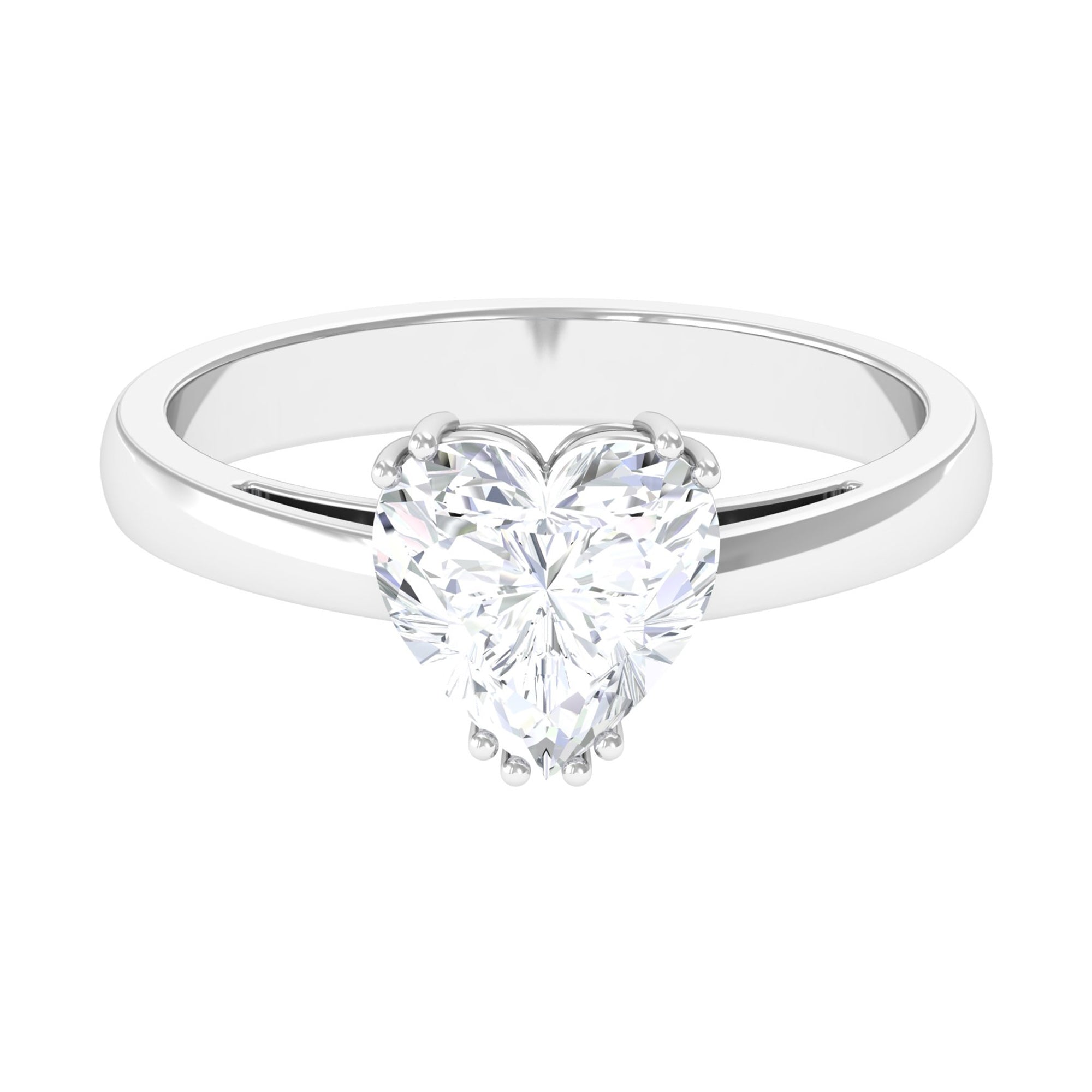 Certified Moissanite Solitaire Heart Engagement Ring Moissanite - ( D-VS1 ) - Color and Clarity - Rosec Jewels