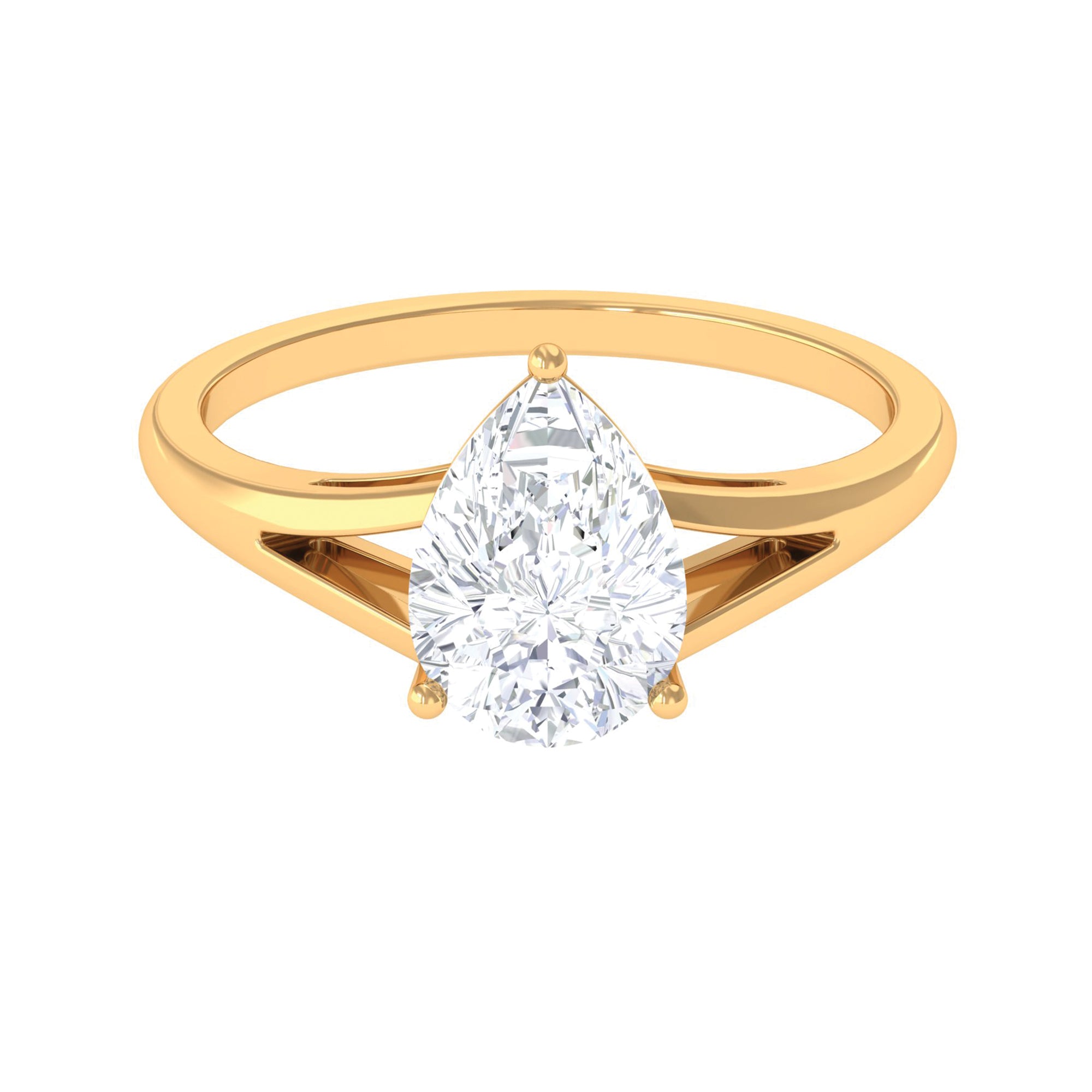 2 CT Prong Set Solitaire and Hidden Moissanite Split Shank Ring Moissanite - ( D-VS1 ) - Color and Clarity - Rosec Jewels