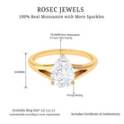 2 CT Prong Set Solitaire and Hidden Moissanite Split Shank Ring Moissanite - ( D-VS1 ) - Color and Clarity - Rosec Jewels