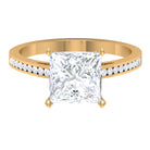 Rosec Jewels-3 CT Four Prong Set Solitaire Moissanite Ring with Channel Set Side Stones