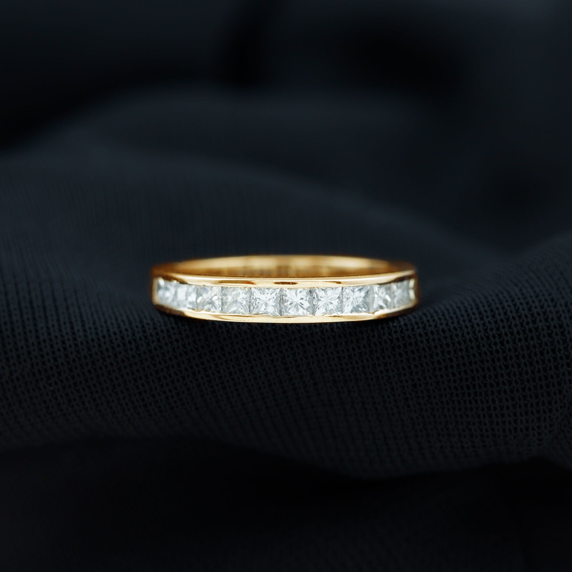 Princess Cut Diamond Semi Eternity Ring in Channel Setting Diamond - ( HI-SI ) - Color and Clarity - Rosec Jewels