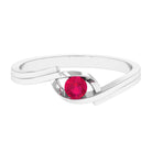 3.50 MM Round Cut Ruby Solitaire Ring in Bypass Setting Ruby - ( AAA ) - Quality - Rosec Jewels