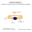 0.5 CT Oval Blue Sapphire East West Solitaire Ring with Diamond Blue Sapphire - ( AAA ) - Quality - Rosec Jewels