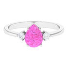 Lab Grown Pink Sapphire Solitaire Ring with Diamond Lab Created Pink Sapphire - ( AAAA ) - Quality - Rosec Jewels