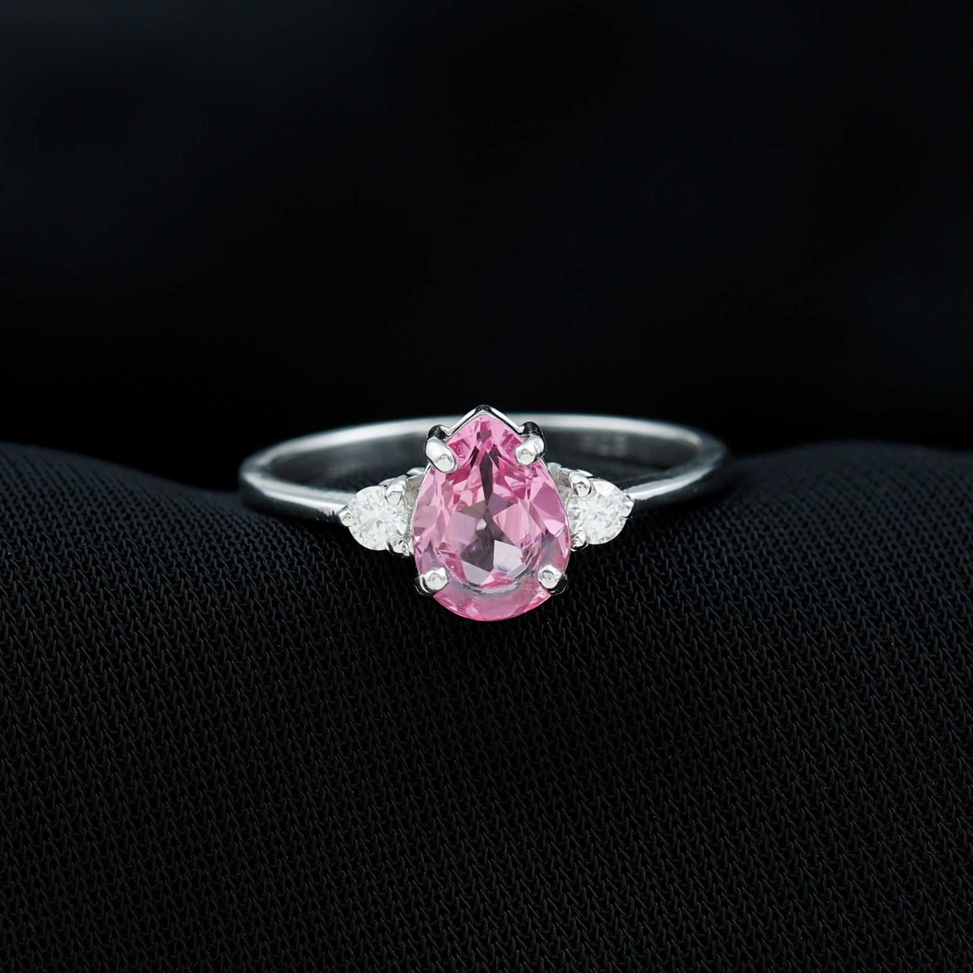 Lab Grown Pink Sapphire Solitaire Ring with Diamond Lab Created Pink Sapphire - ( AAAA ) - Quality - Rosec Jewels