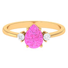 Lab Grown Pink Sapphire Solitaire Ring with Diamond Lab Created Pink Sapphire - ( AAAA ) - Quality - Rosec Jewels