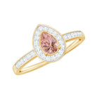 Pear Cut Morganite Classic Engagement Ring with Diamond Accent Morganite - ( AAA ) - Quality - Rosec Jewels