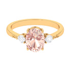 Solitaire Engagement Ring with Oval Morganite and Diamond Morganite - ( AAA ) - Quality - Rosec Jewels