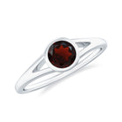 Minimal Round Shape Garnet Solitaire Split Shank Ring Garnet - ( AAA ) - Quality - Rosec Jewels