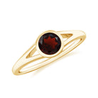 Minimal Round Shape Garnet Solitaire Split Shank Ring Garnet - ( AAA ) - Quality - Rosec Jewels