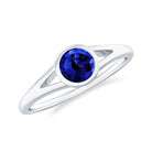 5 MM Created Blue Sapphire Solitaire Ring with Split Shank Lab Created Blue Sapphire - ( AAAA ) - Quality - Rosec Jewels