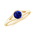 5 MM Created Blue Sapphire Solitaire Ring with Split Shank Lab Created Blue Sapphire - ( AAAA ) - Quality - Rosec Jewels