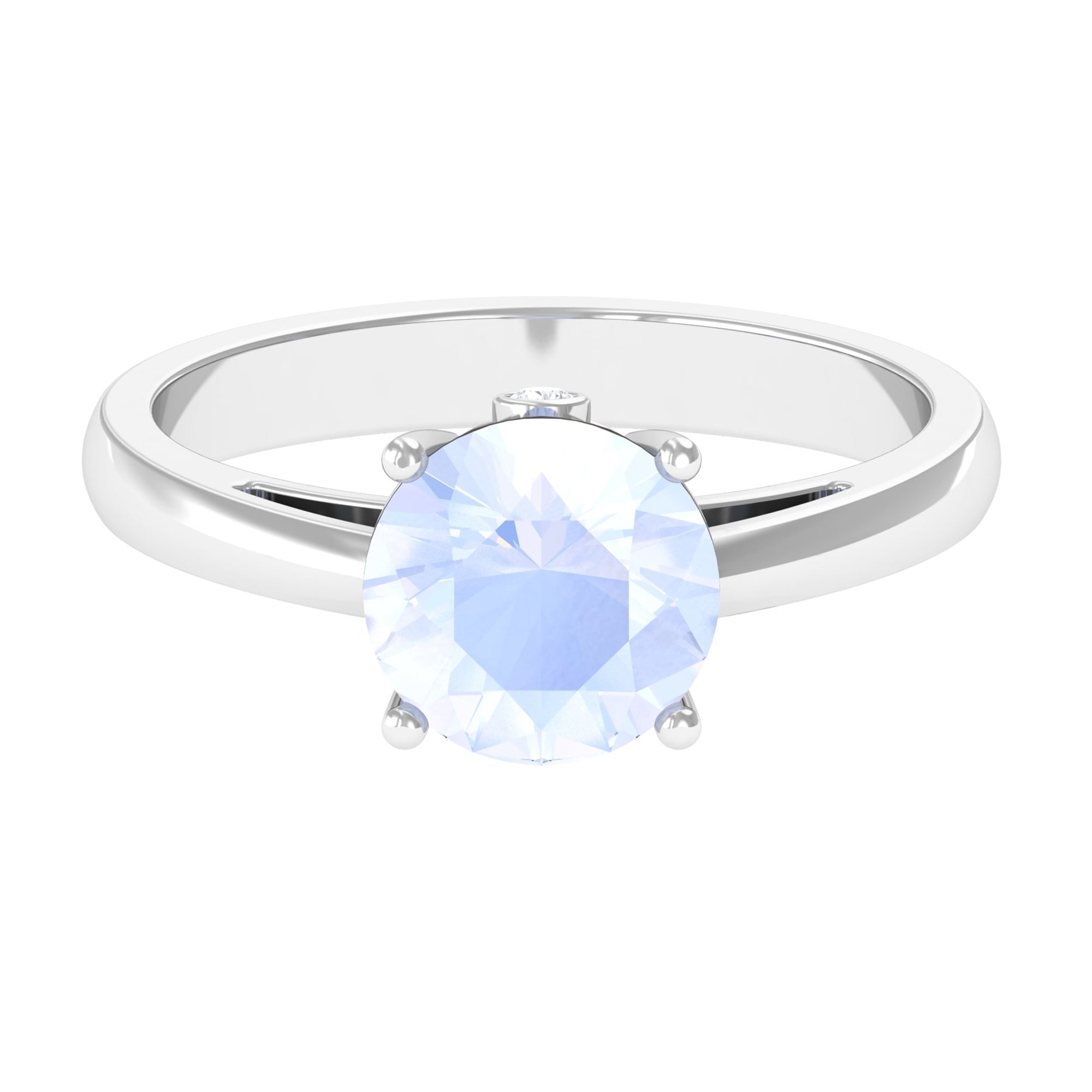 1 CT Round Diamond Solitaire Engagement Ring with Surprise Diamond Moonstone - ( AAA ) - Quality - Rosec Jewels