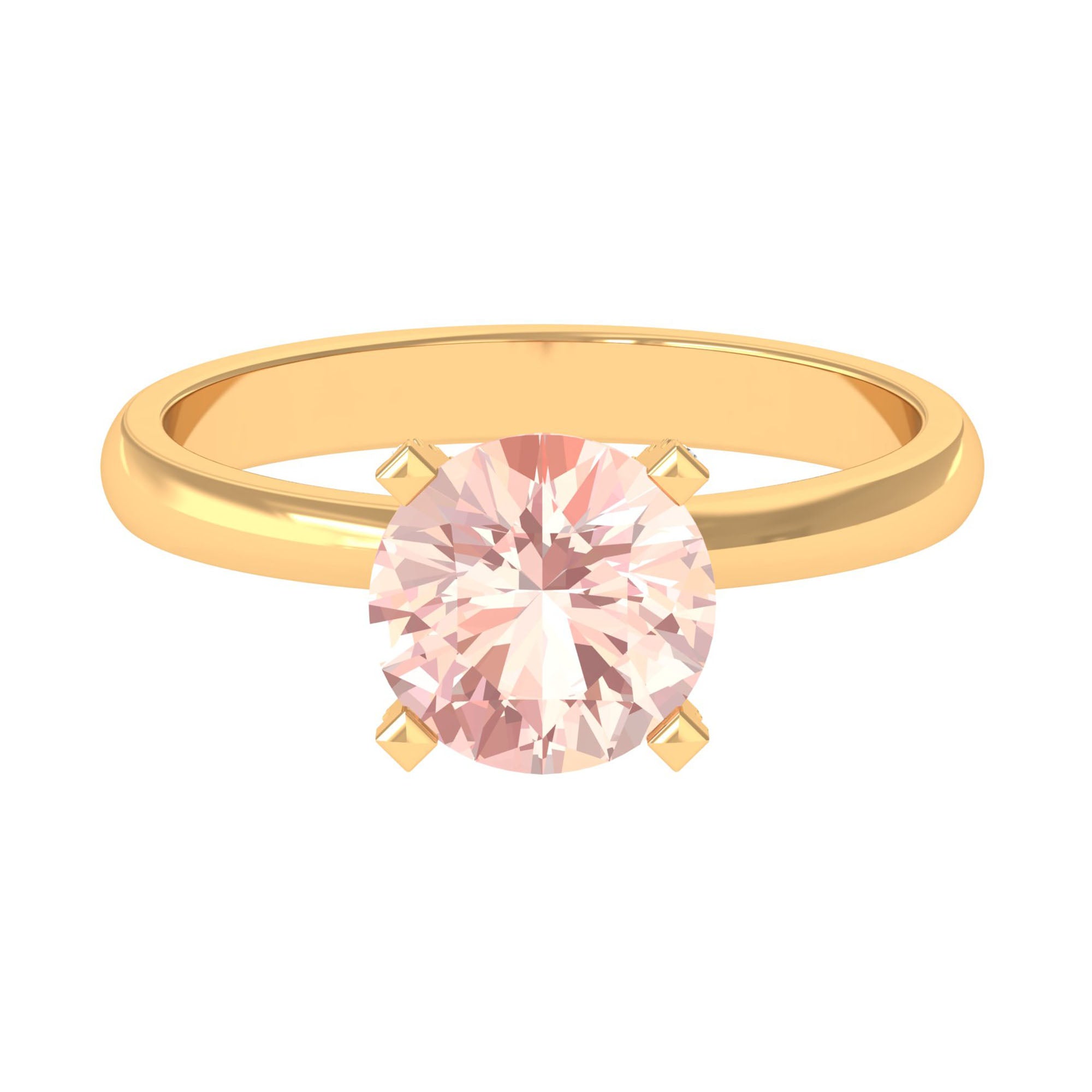 8 MM Morganite Solitaire Engagement Ring Morganite - ( AAA ) - Quality - Rosec Jewels