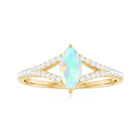 3/4 CT Minimal Ethiopian Opal Solitaire Split Shank Ring with Diamond Ethiopian Opal - ( AAA ) - Quality - Rosec Jewels