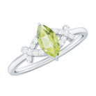 1 CT Peridot Engagement Ring with Diamond Stones Peridot - ( AAA ) - Quality - Rosec Jewels