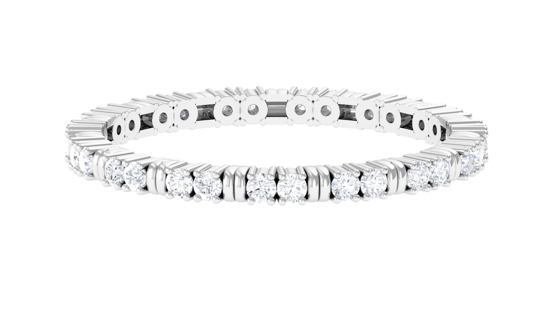 Minimal Stackable Eternity Ring with Moissanite Moissanite - ( D-VS1 ) - Color and Clarity - Rosec Jewels