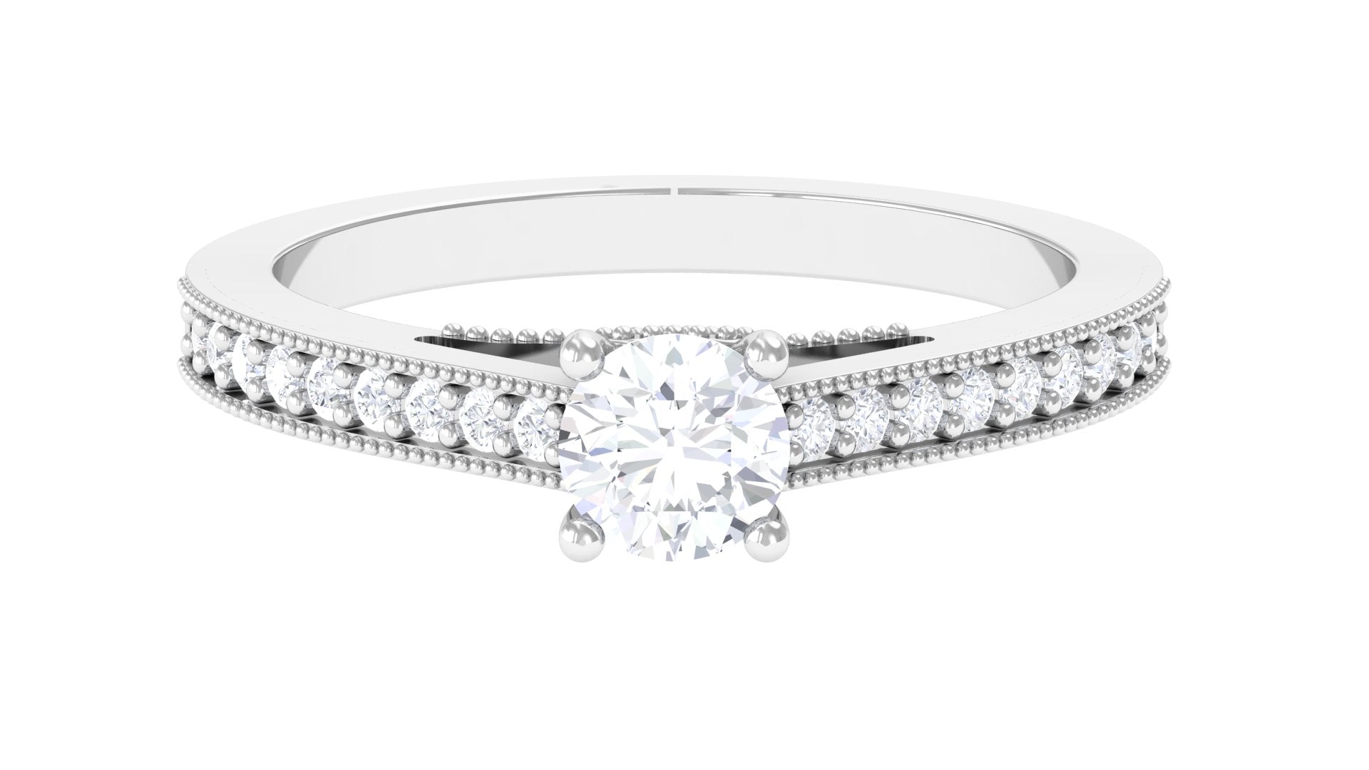 Minimal Diamond Hidden Heart Engagement Ring Diamond - ( HI-SI ) - Color and Clarity - Rosec Jewels