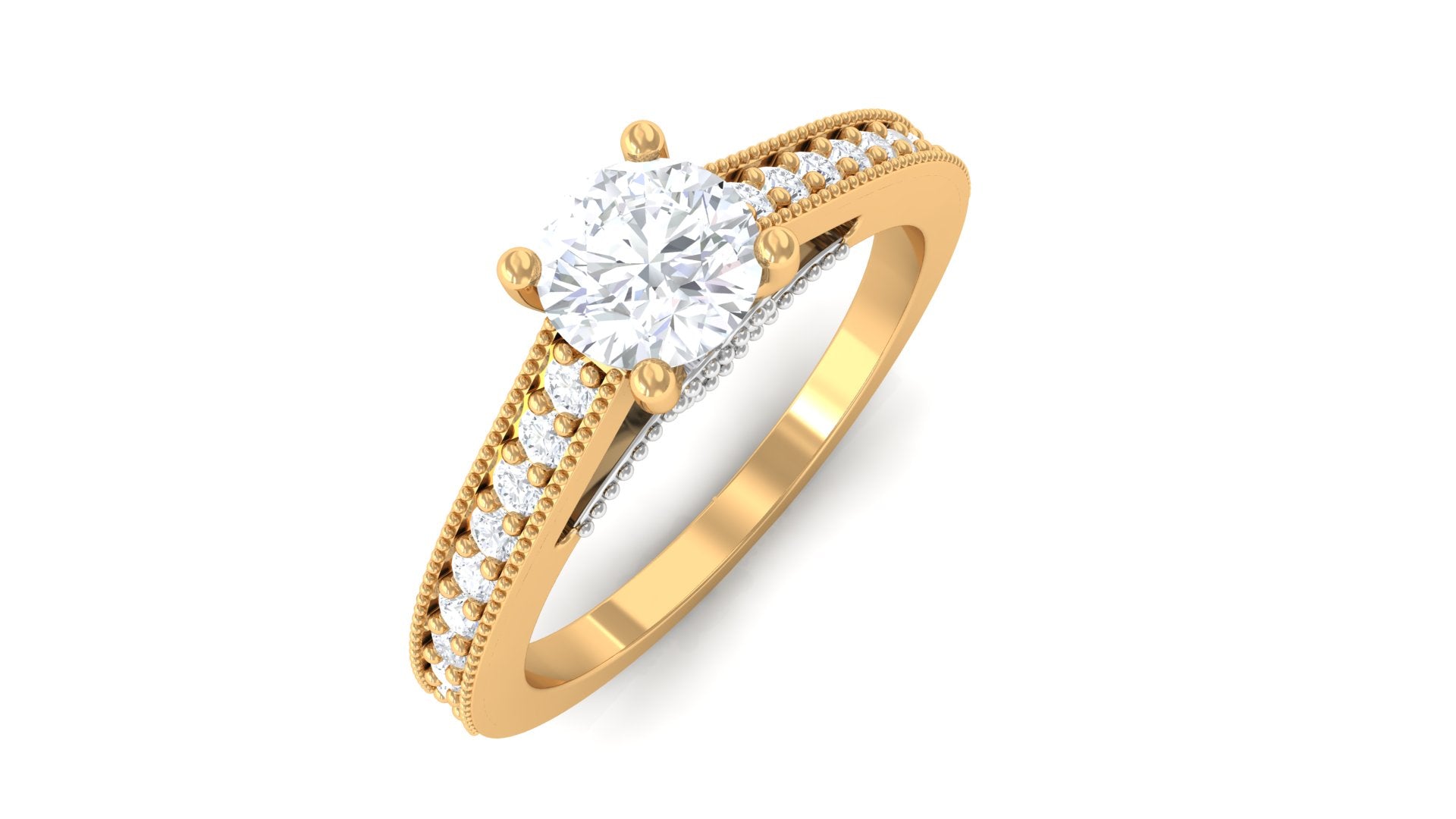 Minimal Diamond Hidden Heart Engagement Ring Diamond - ( HI-SI ) - Color and Clarity - Rosec Jewels