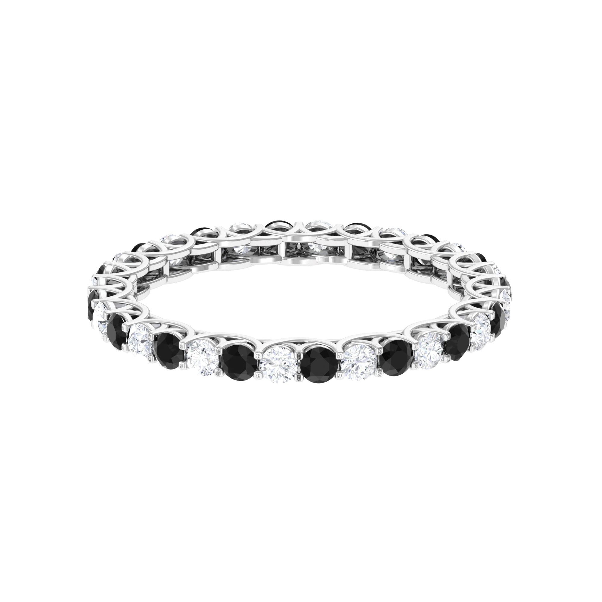 1.75 CT Black Diamond and Moissanite Full Eternity Ring in Trellis Setting Black Diamond - ( AAA ) - Quality - Rosec Jewels