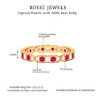 Ruby and Diamond Band Ring with Milgrain Details Ruby - ( AAA ) - Quality - Rosec Jewels