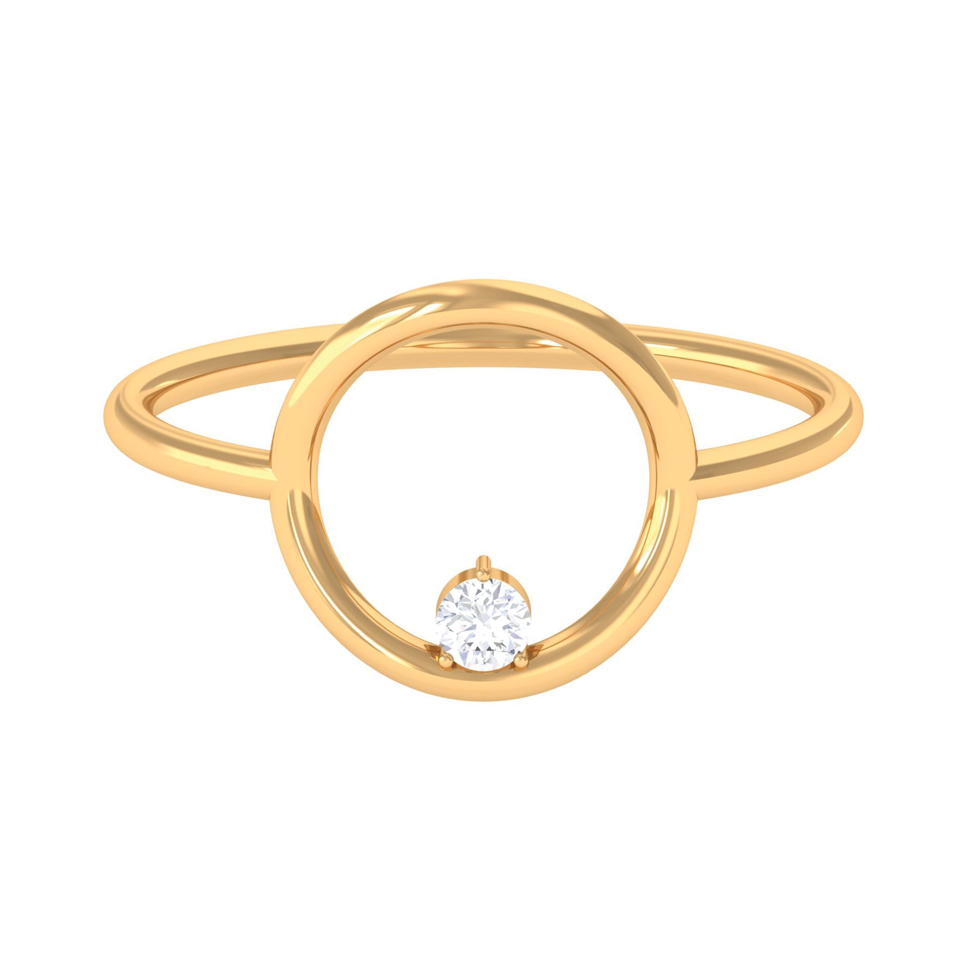 Diamond and Gold Open Circle Ring for Women Diamond - ( HI-SI ) - Color and Clarity - Rosec Jewels