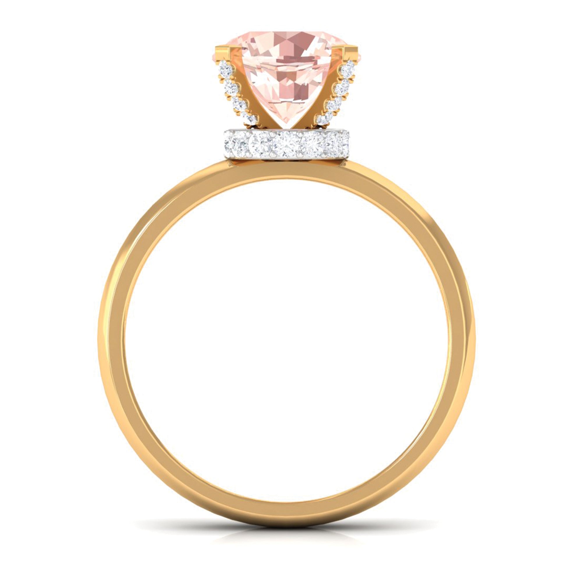 Morganite Solitaire Engagement Ring with Diamond Morganite - ( AAA ) - Quality - Rosec Jewels