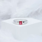 4.5 MM Tension Mount Set Princess Cut Created Ruby Unisex Engagement Ring Lab Created Ruby - ( AAAA ) - Quality - Rosec Jewels