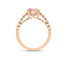 Cushion Morganite Solitaire Engagement Ring with Diamond Morganite - ( AAA ) - Quality - Rosec Jewels