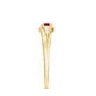 Minimal Ruby and Diamond Bypass Promise Ring Ruby - ( AAA ) - Quality - Rosec Jewels