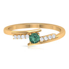 Minimal Green Sapphire and Diamond Bypass Promise Ring Green Sapphire - ( AAA ) - Quality - Rosec Jewels