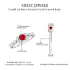 Lab-Lab Grown Ruby and Diamond Minimal Promise Ring Lab Created Ruby - ( AAAA ) - Quality - Rosec Jewels