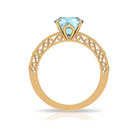 Cushion Cut Solitaire Sky Blue Topaz Filigree Ring in Claw Setting Sky Blue Topaz - ( AAA ) - Quality - Rosec Jewels