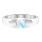 Princess Cut Ethiopian Opal Solitaire Band Ring Ethiopian Opal - ( AAA ) - Quality - Rosec Jewels