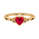 Heart Shape Ruby Solitaire Ring in Bezel Setting with Celtic Details Ruby - ( AAA ) - Quality - Rosec Jewels