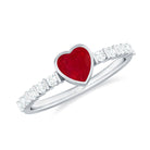 Heart Ruby Solitaire Engagement Ring with Diamond in Bezel Setting Ruby - ( AAA ) - Quality - Rosec Jewels