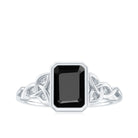 Solitaire Created Black Diamond Celtic Engagement Ring Lab Created Black Diamond - ( AAAA ) - Quality - Rosec Jewels