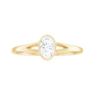 Bezel Set Oval Cut Moissanite Solitaire Promise Ring in Spilt Shank Moissanite - ( D-VS1 ) - Color and Clarity - Rosec Jewels