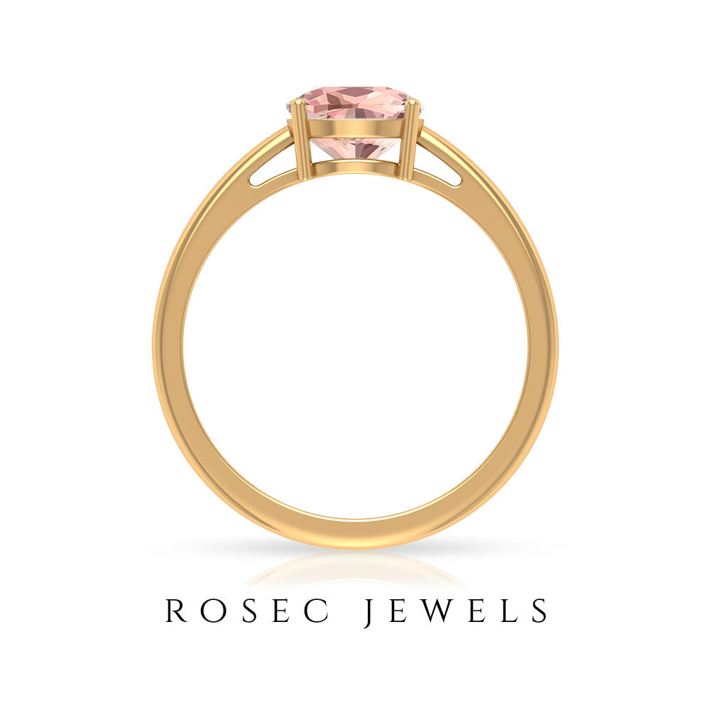 7 MM Cushion Cut 4 Prong Set Morganite Solitaire Ring Morganite - ( AAA ) - Quality - Rosec Jewels