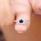 1 CT Vintage Blue Sapphire and Diamond Engagement Ring Blue Sapphire - ( AAA ) - Quality - Rosec Jewels