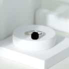 Rosec Jewels-7 MM Cushion Cut Black Onyx Solitaire Ring in 4 Prong Setting