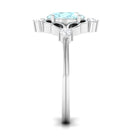 Oval Sky Blue Topaz Cocktail Ring with Diamond Sky Blue Topaz - ( AAA ) - Quality - Rosec Jewels