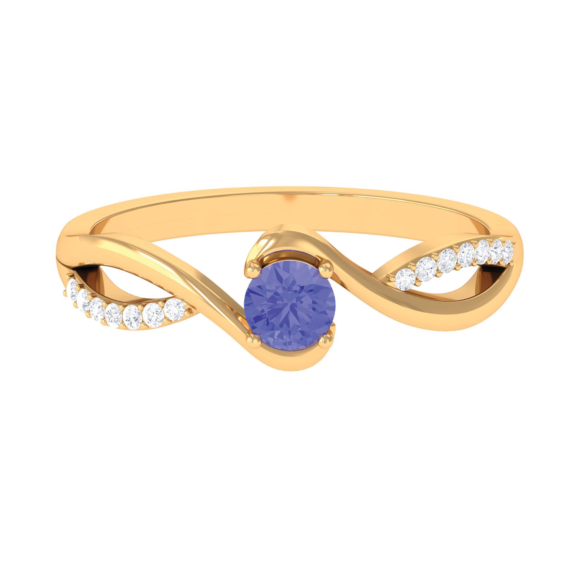 Tanzanite and Diamond Solitaire Bypass Ring Tanzanite - ( AAA ) - Quality - Rosec Jewels