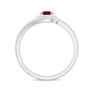 Created Ruby Bypass Wedding Ring Set with Diamond Accent Lab Created Ruby - ( AAAA ) - Quality - Rosec Jewels