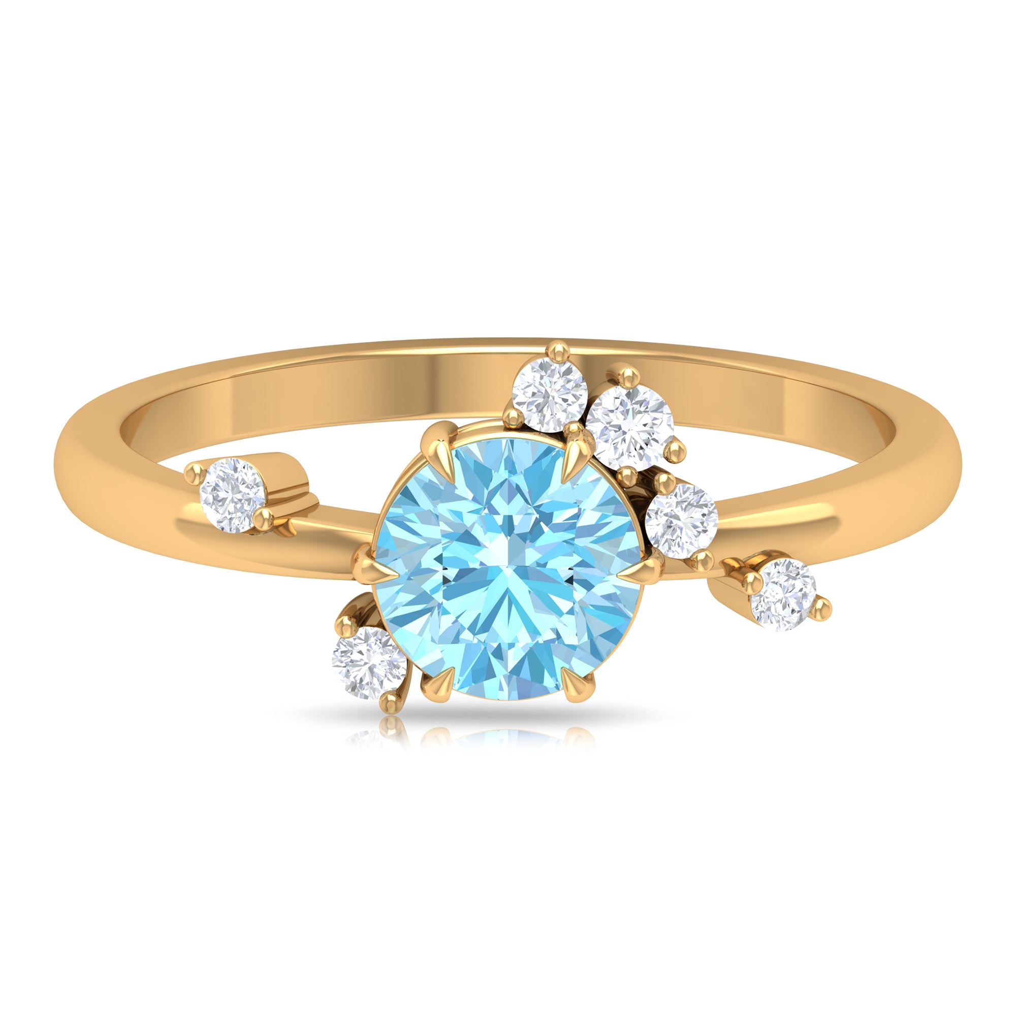 Aquamarine and Diamond Scatter Promise Ring Aquamarine - ( AAA ) - Quality - Rosec Jewels