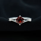 Cushion Cut Garnet Solitaire Split Shank Ring with Diamond Garnet - ( AAA ) - Quality - Rosec Jewels