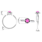 Pink Sapphire Flower Engagement Ring with Diamond Pink Sapphire - ( AAA ) - Quality - Rosec Jewels