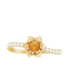 Orange Sapphire and Diamond Flower Engagement Ring Orange Sapphire - ( AAA ) - Quality - Rosec Jewels