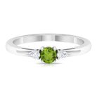 1/4 CT Peridot and Diamond Three Stone Promise Ring Peridot - ( AAA ) - Quality - Rosec Jewels